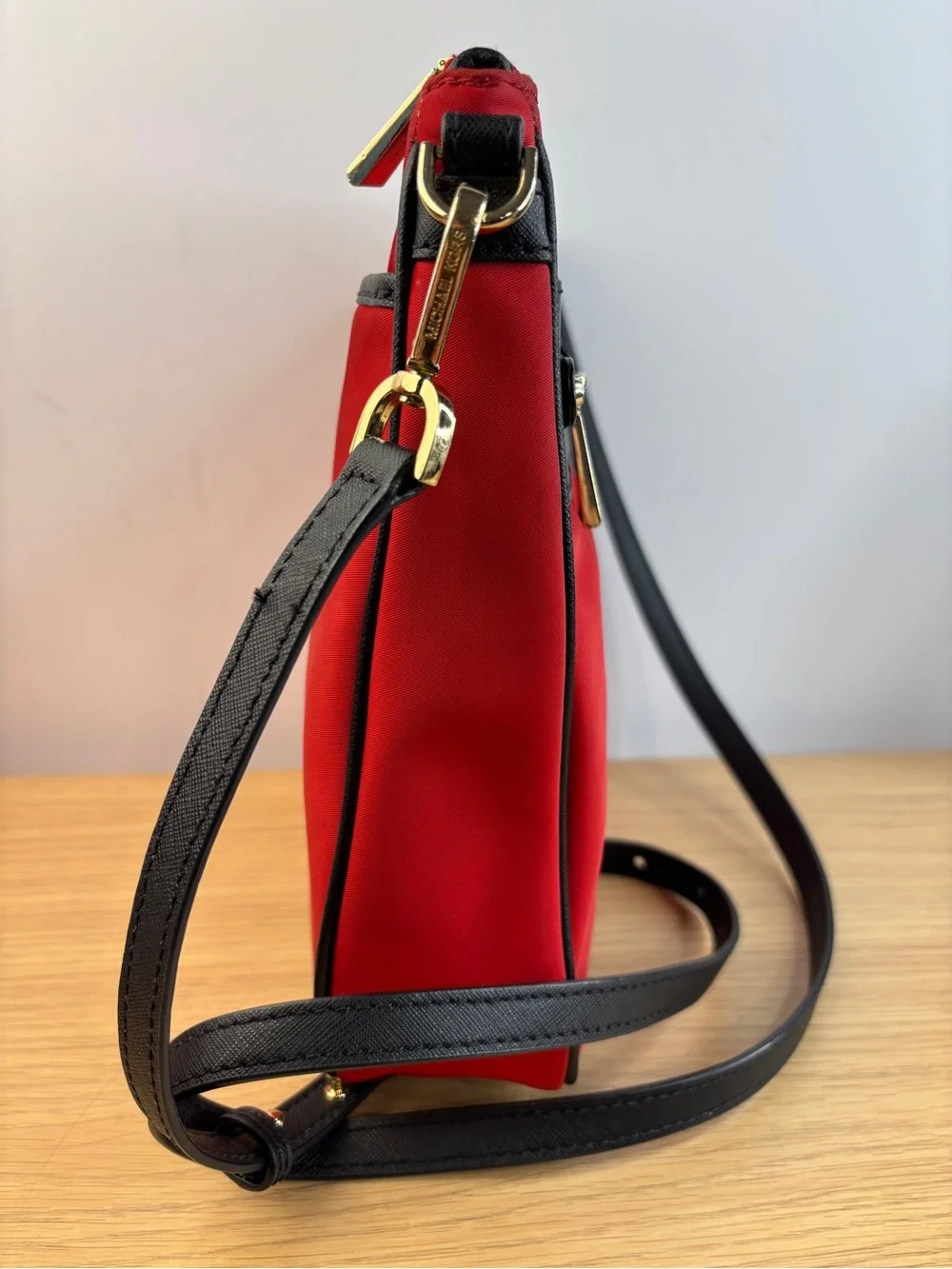 Michael Kors Jet Set Red Nylon Gabardine Messenger Crossbody Bag